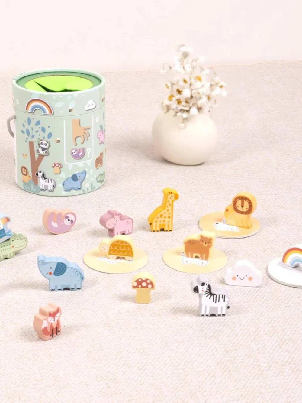 Tooky Toy Wooden Animal Matching Memory Game Montessori Toddler Toy